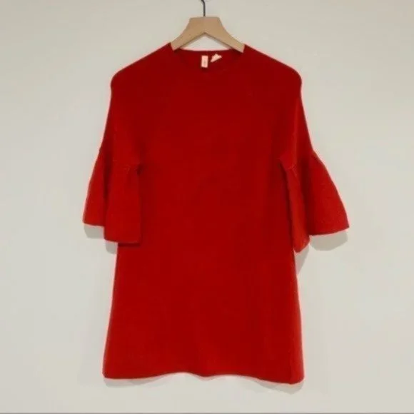 Anthropologie Moth Chester Bell Sleeve Red Mid Length Dress Size Small - Picture 3 of 10